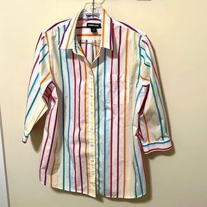 Lands’ End Women’s Multi-Colored Striped Blouse / No Iron / Size 12P / Like New